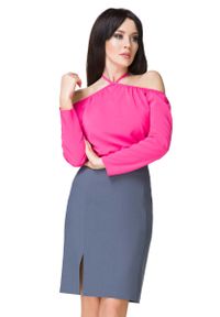 Tessita - Różowa Bluzka Wiązana na Szyi. Kolor: różowy. Materiał: poliester #1