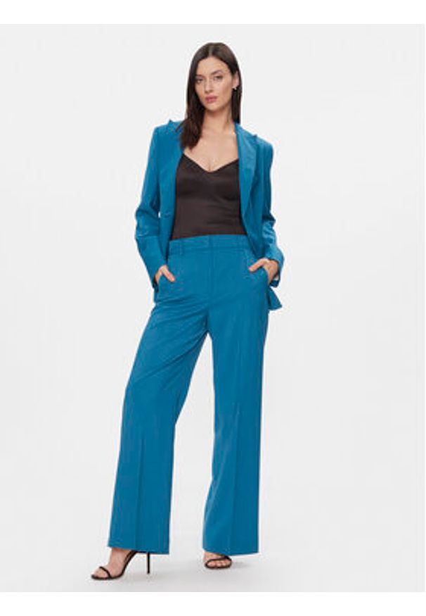 Weekend Max Mara Spodnie materiałowe Visivo 2415131091 Niebieski Relaxed Fit. Kolor: niebieski. Materiał: wełna