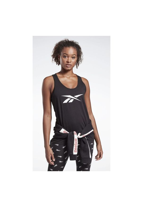 Koszulka treningowa damska Reebok Training Essentials Graphic FQ4467. Materiał: materiał, bawełna. Długość rękawa: bez rękawów. Sport: fitness