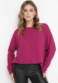Born2be - Fioletowy Sweter z Rękawem Nietoperz Anfrei. Kolor: fioletowy. Materiał: tkanina. Długość rękawa: długi rękaw. Długość: długie #5