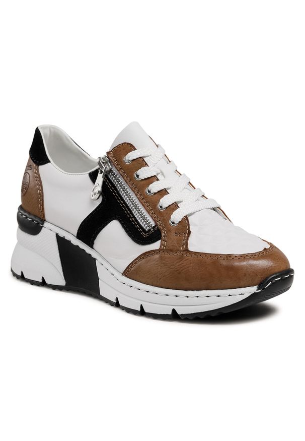 Sneakersy Rieker N6303-64 Weiss Kombi. Kolor: biały. Materiał: skóra