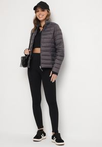 Born2be - Ciemnoszara Pikowana Kurtka w Klasycznym Stylu Nelaniel. Okazja: na co dzień. Kolor: szary. Materiał: jeans. Styl: klasyczny #5