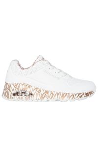 skechers - Buty damskie Skechers x JGoldcrown Uno Loving Love 155506WTRG - białe. Zapięcie: sznurówki. Kolor: biały. Materiał: nubuk, guma, syntetyk, skóra. Szerokość cholewki: normalna. Model: Skechers Sport. Sport: turystyka piesza