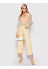 Patrizia Pepe Bluzka 8K0003/K004-J2U3 Beżowy Slim Fit. Kolor: beżowy. Materiał: bawełna