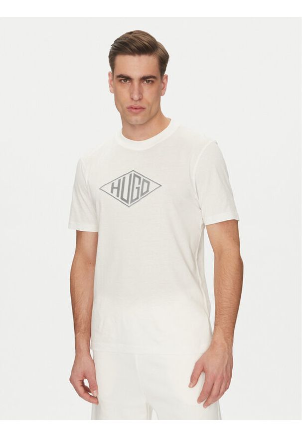 Hugo - HUGO T-Shirt Dalendi 50534934 Écru Regular Fit. Materiał: bawełna