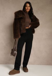 Renee - Czarne Spodnie z Wełną ze Sznurkiem i Ozdobnymi Kieszeniami Moneressa. Okazja: na co dzień. Kolor: czarny. Materiał: wełna. Styl: casual #3