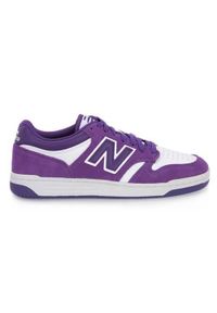 Buty do chodzenia męskie New Balance BB480LWD. Zapięcie: sznurówki. Kolor: fioletowy. Materiał: skóra. Szerokość cholewki: normalna. Sport: turystyka piesza