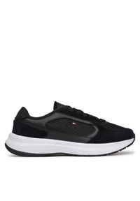 TOMMY HILFIGER - Tommy Hilfiger Sneakersy Sporty Runner FW0FW08644 Czarny. Kolor: czarny. Materiał: materiał