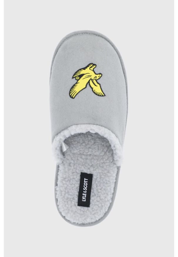 Lyle & Scott Kapcie kolor szary. Kolor: szary. Materiał: materiał. Wzór: gładki. Szerokość buta: średnie