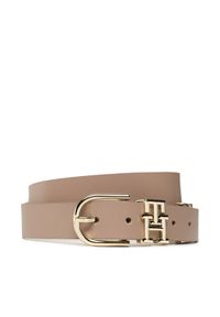 TOMMY HILFIGER - Tommy Hilfiger Pasek Damski Th Lux 3.0 Rev AW0AW14246 Beżowy. Kolor: beżowy. Materiał: skóra