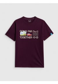 4f - 4F T-shirt regular z nadrukiem męski - fioletowy XL. Okazja: na co dzień. Kolor: fioletowy. Materiał: dzianina, bawełna, materiał. Wzór: nadruk. Styl: casual, klasyczny #1