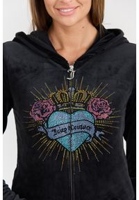 Juicy Couture - JUICY COUTURE Czarna damska bluza Sacred Heart Robertson Hoodie. Kolor: czarny. Materiał: elastan, materiał, poliester. Długość rękawa: długi rękaw. Długość: długie. Styl: elegancki #3