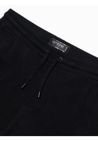 Ombre Clothing - Dzianinowe szorty męskie z podwiniętymi nogawkami - czarne V2. Okazja: na co dzień. Kolor: czarny. Materiał: dzianina. Wzór: jednolity. Styl: klasyczny, casual #6