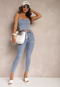 Renee - Jasnoniebieskie Jeansy Skinny z Bawełny High Waist Zunemia. Stan: podwyższony. Kolor: niebieski