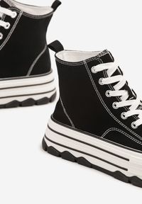 Renee - Czarne Trampki na Platformie za Kostkę Blokkie. Okazja: na co dzień. Wysokość cholewki: za kostkę. Kolor: czarny. Materiał: jeans, skóra. Obcas: na platformie. Styl: casual #6