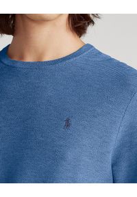 Ralph Lauren - RALPH LAUREN - Niebieski sweter z bawełny Regular Fit Mesh. Okazja: na co dzień. Typ kołnierza: polo. Kolor: niebieski. Materiał: bawełna, mesh. Wzór: haft, ze splotem. Styl: klasyczny, casual #2