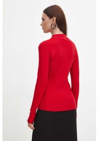 medicine - Medicine sweter damski kolor czerwony lekki. Kolor: czerwony. Materiał: dzianina, prążkowany. Długość rękawa: długi rękaw. Długość: długie #4