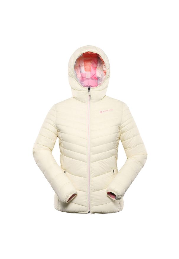 ALPINE PRO - Damska kurtka ocieplana dwustronna Alpine Pro Eroma. Kolor: różowy, beżowy, wielokolorowy. Materiał: puch. Sezon: wiosna, jesień. Sport: turystyka piesza