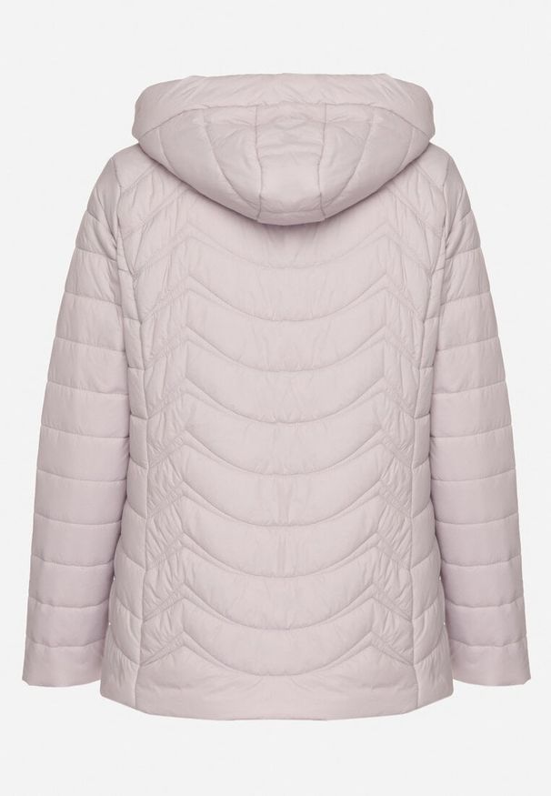 Born2be - Jasnofioletowa Pikowana Kurtka z Kapturem z Możliwością Odpięcia Natisme. Okazja: na co dzień. Typ kołnierza: kaptur. Kolor: fioletowy. Materiał: jeans. Styl: elegancki, casual