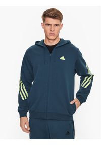 Adidas - adidas Bluza Future Icons 3-Stripes Full-Zip Hoodie IJ8878 Turkusowy Regular Fit. Kolor: turkusowy. Materiał: bawełna