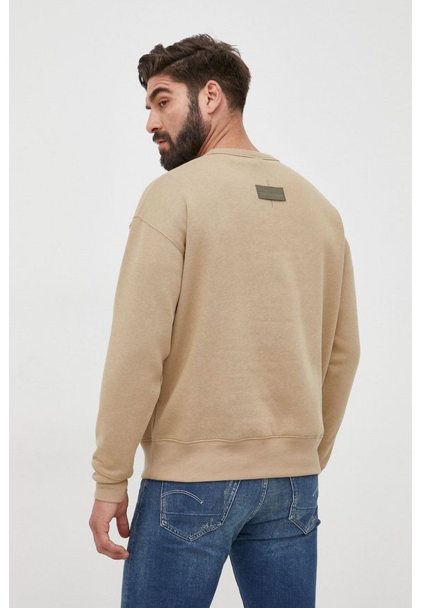 G-Star RAW - G-Star Raw bluza męska kolor beżowy gładka. Kolor: beżowy. Materiał: poliester. Wzór: gładki