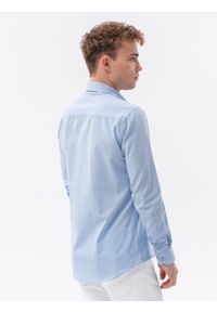 Ombre Clothing - Koszula męska z długim rękawem SLIM FIT - błękitna K643 - XXL. Okazja: do pracy, na spotkanie biznesowe, na co dzień. Kolor: niebieski. Materiał: materiał, bawełna. Długość rękawa: długi rękaw. Długość: długie. Styl: casual, biznesowy #5
