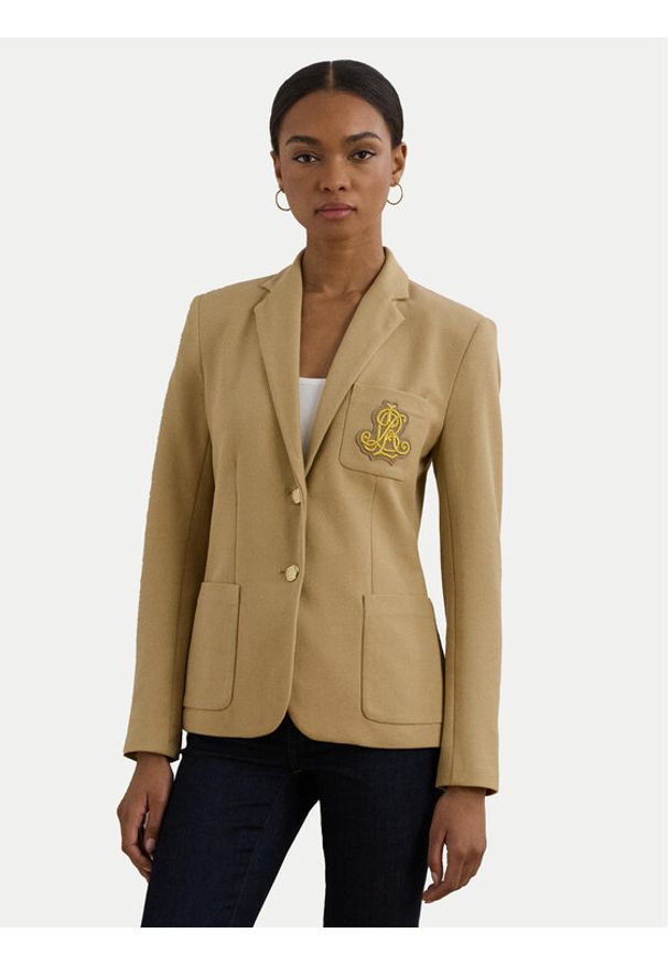 Lauren Ralph Lauren Marynarka 200797305013 Beżowy Regular Fit. Kolor: beżowy. Materiał: bawełna