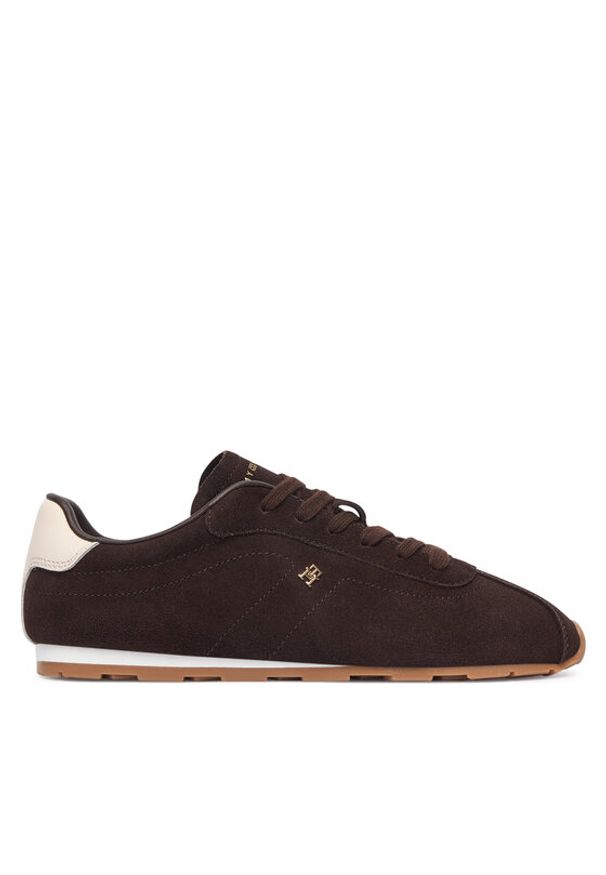 TOMMY HILFIGER - Tommy Hilfiger Sneakersy Bella Low Runner FW0FW09189 Brązowy. Kolor: brązowy. Materiał: skóra, zamsz