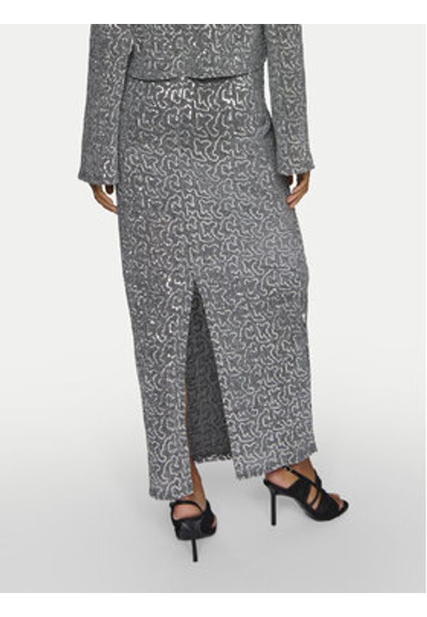 Vila Spódnica maxi Sanadu 14101820 Srebrny Regular Fit. Kolor: srebrny. Materiał: syntetyk