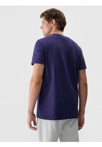 4f - 4F T-shirt z nadrukiem męski - granatowy M. Okazja: na co dzień. Kolor: niebieski. Materiał: bawełna, jersey, dzianina. Długość rękawa: krótki rękaw. Długość: krótkie. Wzór: nadruk. Styl: sportowy, casual