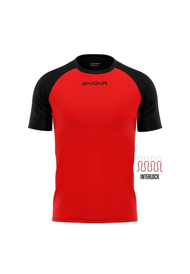 Koszulka piłkarska dla dorosłych Givova Capo MC. Kolor: czarny, czerwony, wielokolorowy. Sport: piłka nożna