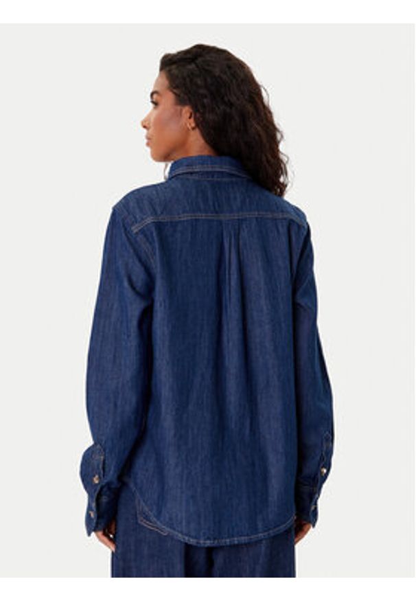 Guess Jeans Koszula jeansowa W5YH37 D5M8D Granatowy Regular Fit. Kolor: niebieski. Materiał: bawełna
