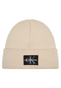 Calvin Klein Jeans Czapka Mono Logo Patch Beanie K50K512148 Beżowy. Kolor: beżowy. Materiał: materiał