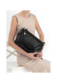 Ochnik - Torebka damska. Kolor: czarny. Wzór: aplikacja. Materiał: skórzane #2