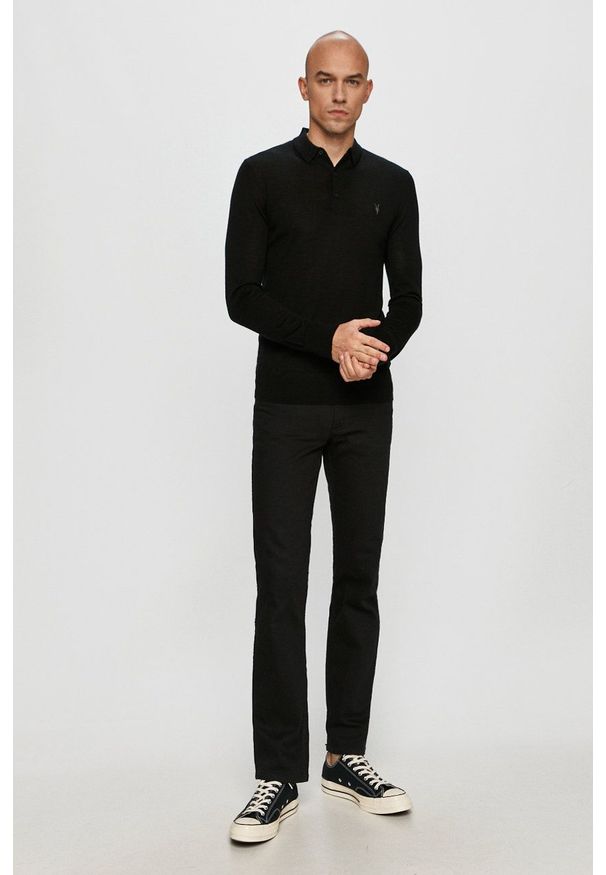 AllSaints - Longsleeve Mode Merino LS Polo. Okazja: na co dzień. Typ kołnierza: polo. Kolor: czarny. Materiał: materiał. Długość rękawa: długi rękaw. Styl: casual