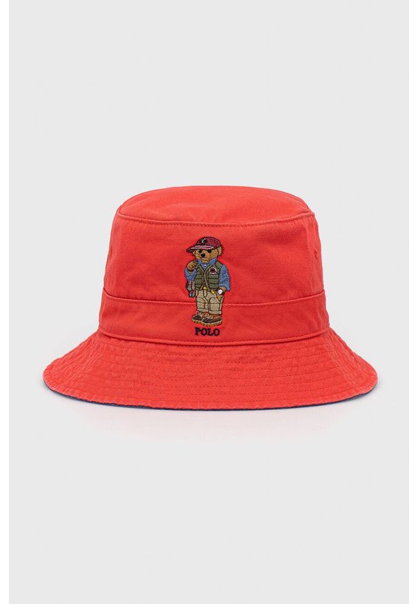 Polo Ralph Lauren kapelusz bawełniany kolor czerwony bawełniany. Kolor: czerwony. Materiał: bawełna