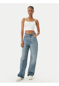 Calvin Klein Jeans Top LV047F221G Biały Slim Fit. Kolor: biały. Materiał: bawełna #3