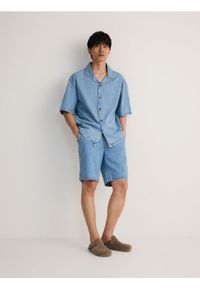 Reserved - Jeansowa koszula relaxed z lyocellem - niebieski. Kolor: niebieski. Materiał: jeans