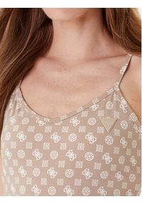 Guess Top V5YP11 MC03W Beżowy Slim Fit. Kolor: beżowy. Materiał: syntetyk