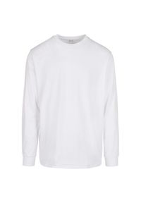 BUILD YOUR BRAND - Organiczna Bluza Z Długim Rękawem Unisex Dla Dorosłych Z Prążkowanymi Mankietami. Kolor: biały. Materiał: prążkowany. Długość rękawa: długi rękaw. Długość: długie
