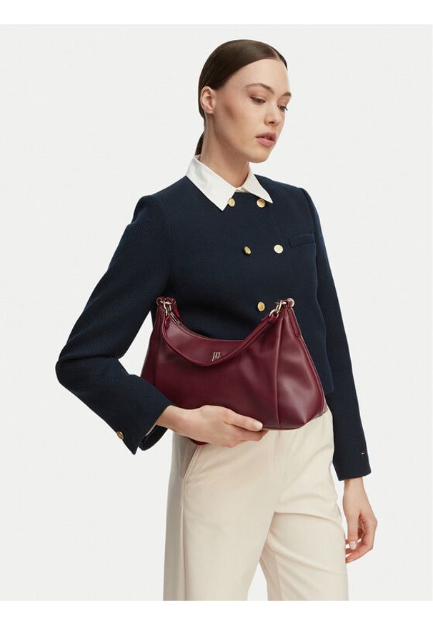 TOMMY HILFIGER - Tommy Hilfiger Torebka Th Essential Shoulder Bag AW0AW18374 Bordowy. Kolor: czerwony. Materiał: skórzane