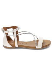 Białe Sandały Damskie Tamaris Modne Letnie Buty. Okazja: na spacer, na co dzień. Zapięcie: pasek. Kolor: biały. Wzór: paski, aplikacja. Materiał: skóra, len. Sezon: lato. Obcas: na obcasie. Styl: street, wakacyjny, elegancki, boho, casual. Wysokość obcasa: niski #3