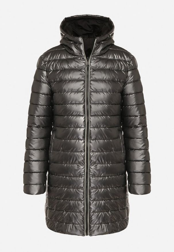 Born2be - Czarna Pikowana Kurtka Dwustronna z Kapturem Alarrise. Okazja: na spacer. Typ kołnierza: kaptur. Kolor: czarny. Materiał: skóra, jeans. Wzór: gładki