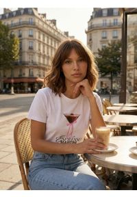 Sinsay - Bawełniana koszulka z nadrukiem - biały. Kolor: biały. Materiał: bawełna. Wzór: nadruk #1