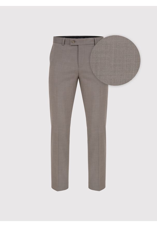 Pako Lorente - PAKO LORENTE – Jasnobrązowe spodnie ganiturowe. Kolor: brązowy. Materiał: poliester, elastan, wiskoza. Wzór: gładki. Styl: elegancki, młodzieżowy