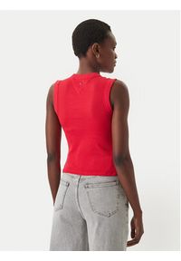 Tommy Jeans Top DW0DW22577 Czerwony Slim Fit. Kolor: czerwony. Materiał: bawełna #2