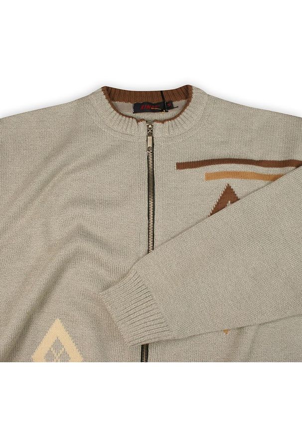 Beżowy sweter Kings ze stójką, w geometryczne wzory