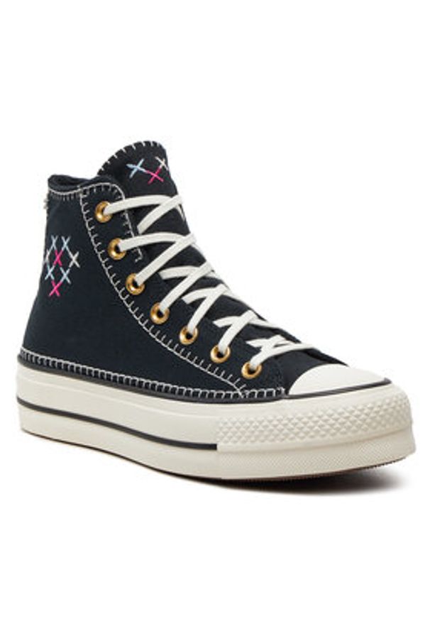 Converse Trampki Chuck Taylor All Star Lift Crafted Stitching Platform Hi A08731C Czarny. Kolor: czarny. Materiał: materiał. Obcas: na platformie