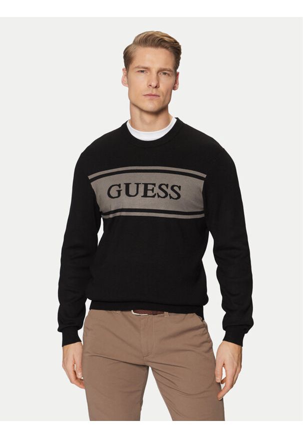 Guess Sweter M5RR13 Z3KK2 Czarny Regular Fit. Kolor: czarny. Materiał: syntetyk