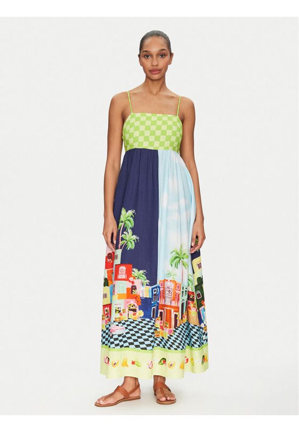 Seafolly Sukienka letnia Cuba 55439-DR Kolorowy Relaxed Fit. Materiał: len, wiskoza. Wzór: kolorowy. Sezon: lato